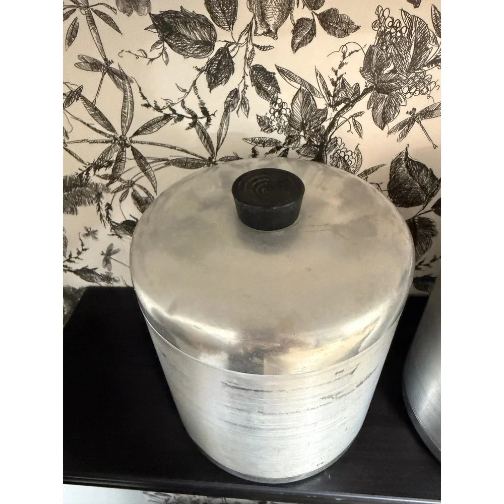 Vintage 1950s Mid Century Modern Spun Aluminum Nesting Kitchen Canister Set